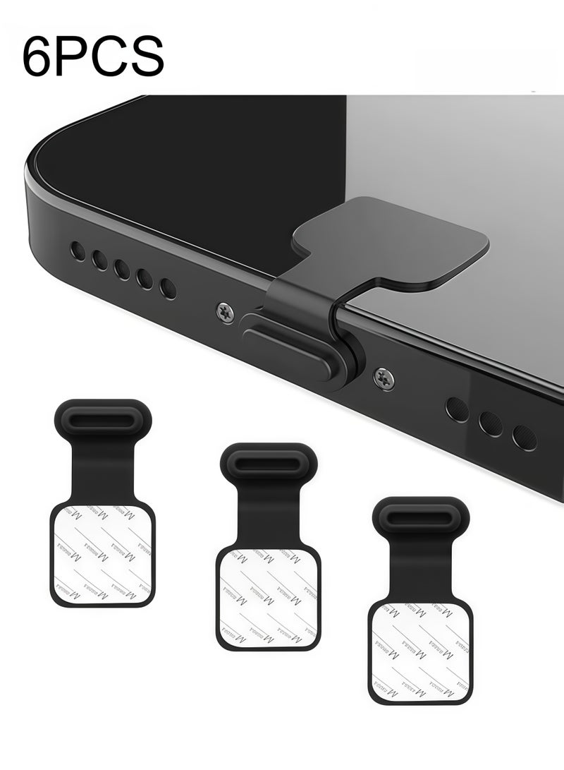 6pcs USB Type C Anti-Lost Anti Dust Plugs, Dust Cover Port Plugs Protection Compatible with iPhone 15 Samsung Galaxy S21/S20/S22 Ultra Huawei for All Type-C Smartphone and Tablet - Black - Image 1